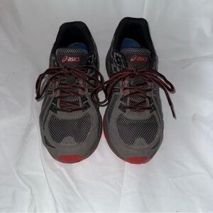 Asics Gray and Red Athletic Shoes